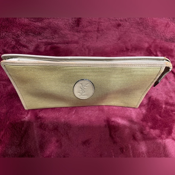 YSL Large Vintage Clutch - Dark Gold and Tan with monogrammed lining - Picture 13 of 16